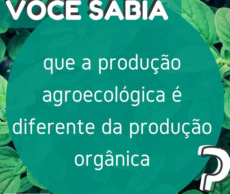 VOCÊ SABIA que a produção agroecológica é diferente da produção orgânica?